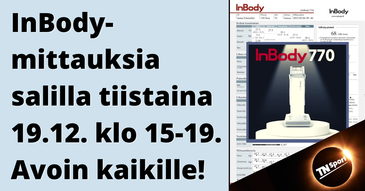 InBody 770- mittaukset ti 19.12. klo 15-19.